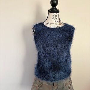vintage artex blue eyelash knit y2k sleeveless top